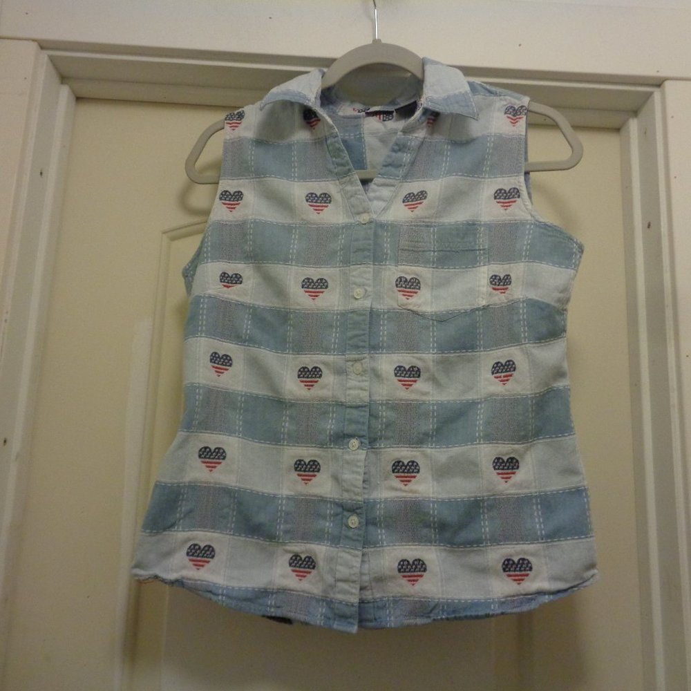 PRAIRIE COUNTRY FARM GIRL HEARTS BLOUSE M